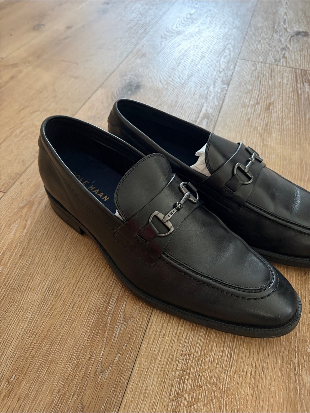Cole Haan Black Leather Bit Slip-On Loafers